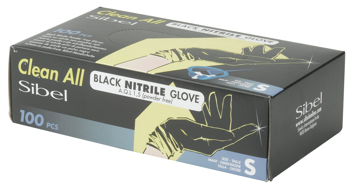 Sibel Black Nitrile Gloves Pack of 100