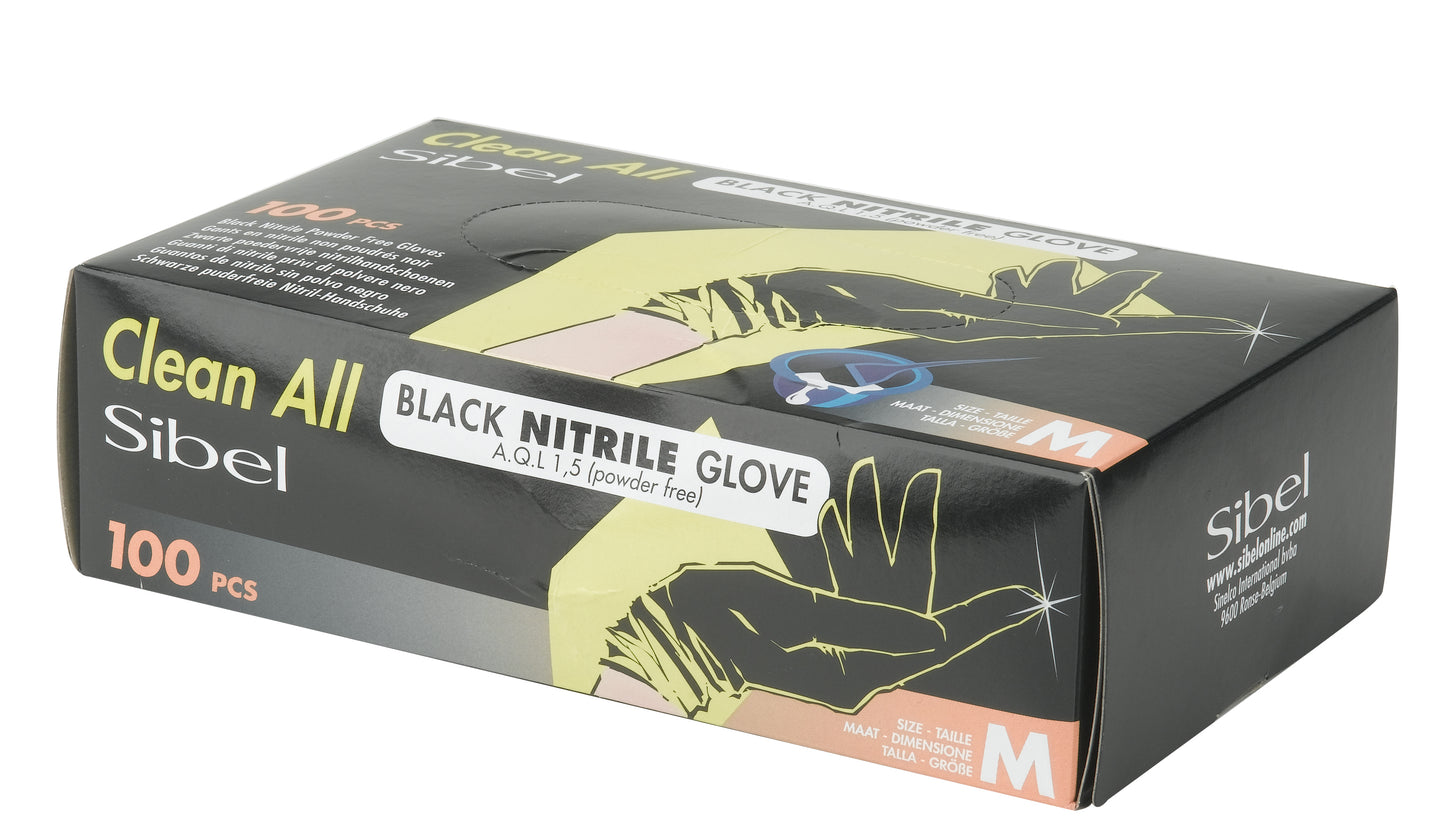 Sibel Black Nitrile Gloves Pack of 100