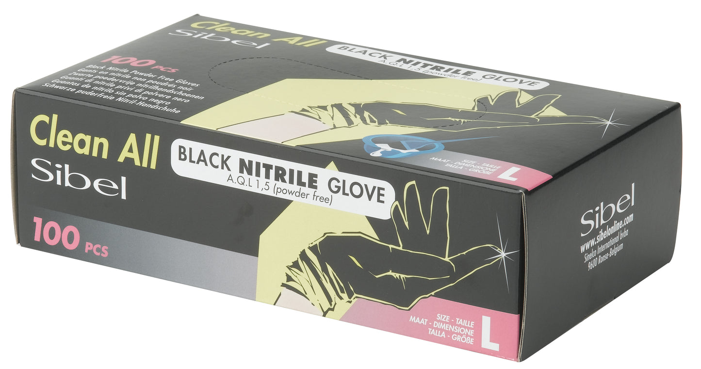 Sibel Black Nitrile Gloves Pack of 100